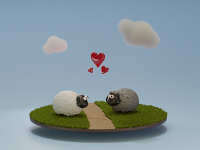 Sheep in Love 3d blender design
