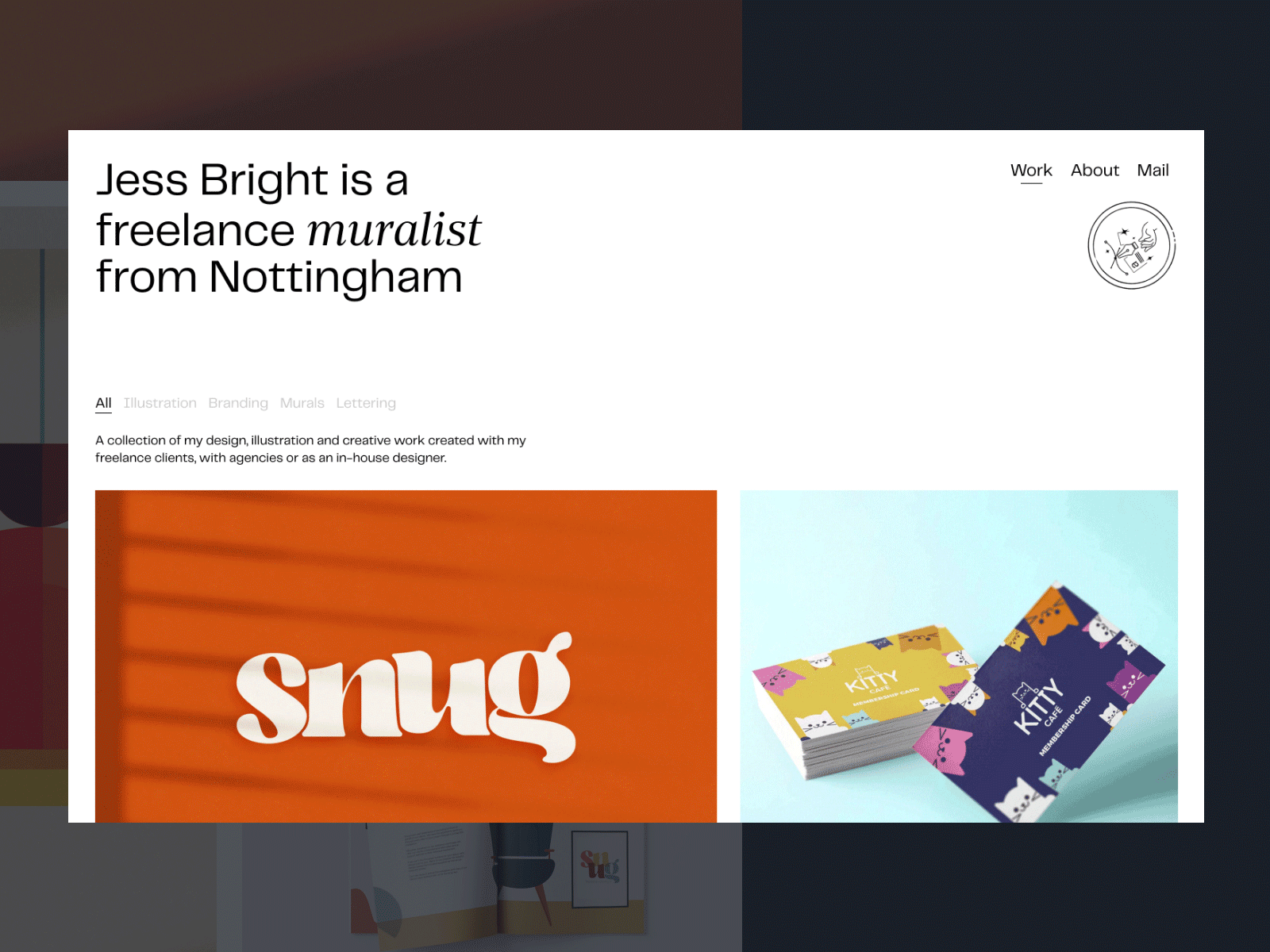 Jess Bright — Portfolio Launch colour contrast design grid illustrator layout portfolio portfolio design typography ui ux web design website