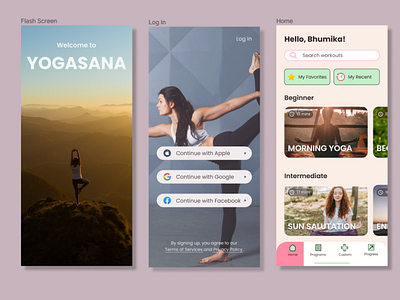 Yogasana - The Yoga App UI Kit app design typography ui ux