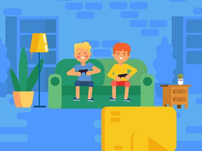 Game for children 2d character chidren flat game illustration