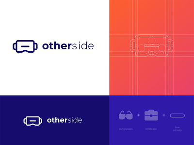 Otherside - Logo Design branding custom design figmadesign flat gear glasses icon identity identity design illustration lettering logo logo design typogaphy vector virtual reality virtualreality visual vr