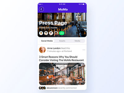 051 Press Page app app design assets dailyui design food foodie grid interface media media kit minimal press restaurant social ui ux