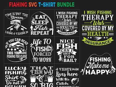 svg fishing t-shirt design bundle