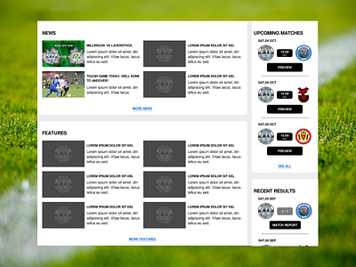 Football news web design