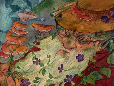 Old Man Bur book art childrens art drawing fantasy art free hand illustration mixed media painting watercolor