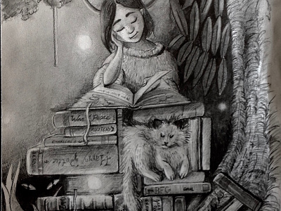 Being a Reader childrens art childrens book doodle drawing graphite illustration sketch traditional art