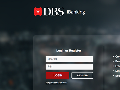 Bank login screen bank login