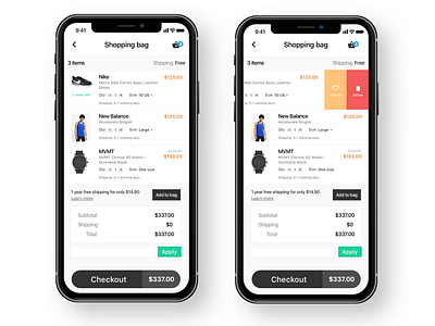 [Study] Shopping cart interface ios iphonex mobile ui user zalora