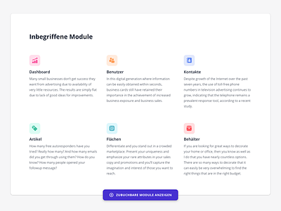 Included Modules color grid layout motus redesign ui web web design