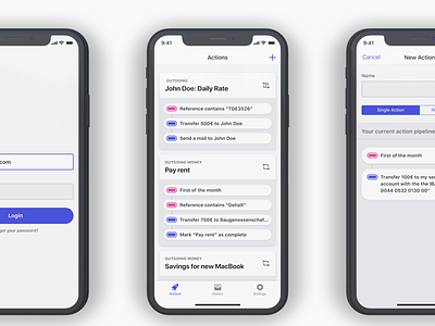Acto application cards design ios iphone product ui ux
