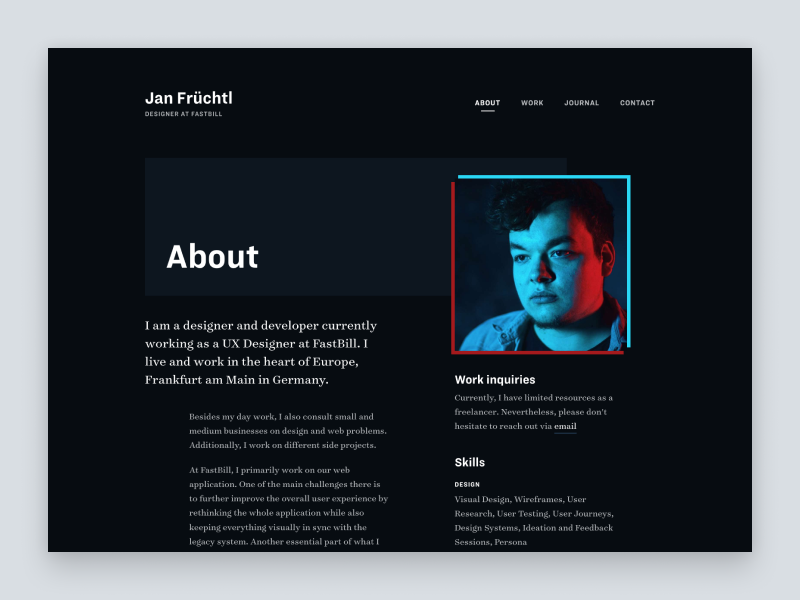Portfolio 2019 - About redesign ux portfolio layout grid website web design design web ui