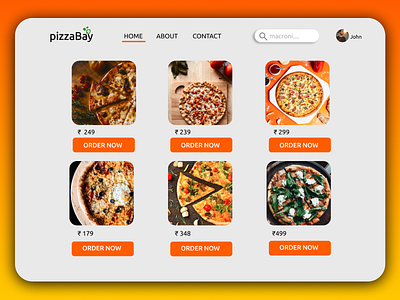 pizza web page Menu section food delivery app ui pizza app pizza app ui ui web page ui
