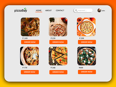 pizza web page Menu section