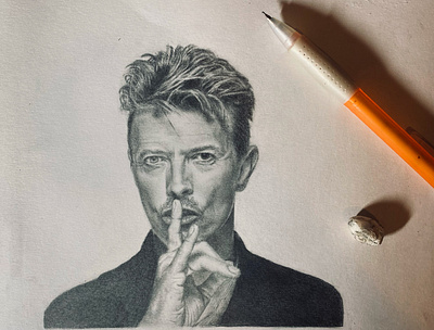 David Bowie design drawing graphic design graphite illustration logo pencil portrait