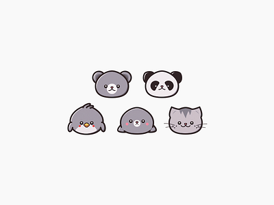 Animals Set 1 animal bear bird cat character cute gray illustration panda seal vector white