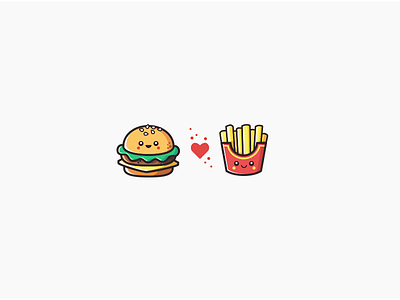 Burger & Fries burger cute fast food french fries illustration mcdonals vector