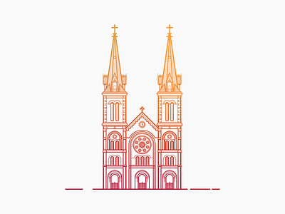 Saigon Notre-Dame Basilica basilica cathedral church french gradient illustration saigon tower vector