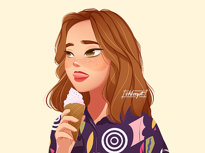 🍦 art character cute drawings eleven girl girl character icecream illustration ipadpro procreate strangerthings sunny