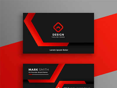 Black & Red Geometric Business Card Design black business card design branding business card business card design buso design graphic design illustration print print design red business card design