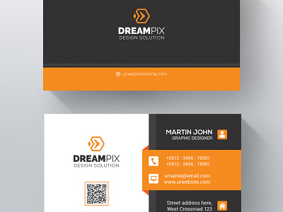 Dreampix Orange Business Card Design branding business card business card design design graphic design illustration print print design