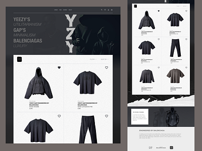 Fashion Retail Concept for YZY Collab clothes concept design ecommerce fashion footwear landing page layout minimal modern nike typography ui ux web design yeezy yzy