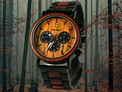 Dark Wood Forrest Inspired Design l by team GENTCREATE™ brown watch design evergreen evergreen wood forrest gentcreate logo luxury design luxury watch sustainable watch watch dial watch face wood watch wooden watch wooden watches