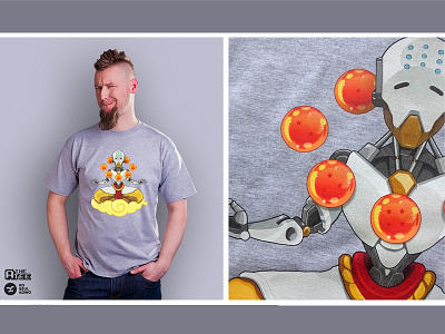 FanArt as print anime digital dragon ball drawing overwatch printing screen t shirt tshirt zenyatta