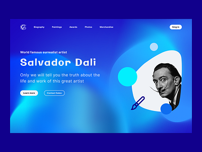 Start page (about a famous person) design designer illustration start page ui ux