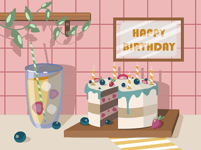 Birthday cake design graphic design illustration vector