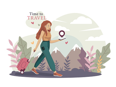 Travel girl design graphic design illustration vector