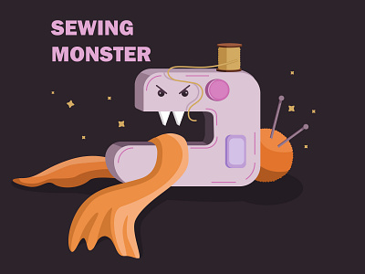 Sewing monster design graphic design illustration typography vector