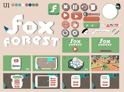 Fox Forest hyper casual game UI/UX app branding design game game ui icon illustration logo ui ux vector