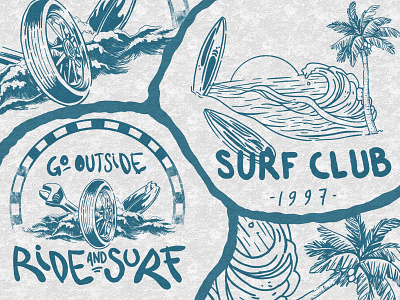 Vintage design branding dark art design graphic design illustration logo retro riding surf surfing vector vintage