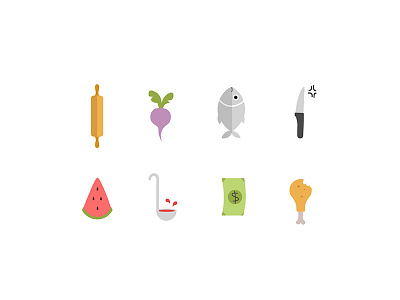 A few icons for a cooking blog cooking design eating fish food gastro icon illustration