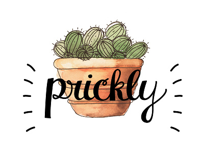 Prickly art cactus graphic design green illustration plant print
