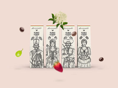 Passionate - Packaging Design alcohol box character character design chocolate engraved etching folk food graphic design hungarian illustration man packaging packaging design palinka scratchboard souvenir sweets woman