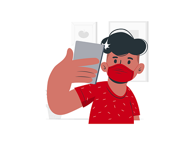 Selfie with mask illustration covid graphic design illustration mask selfie selfie with id card selfie with mas ui
