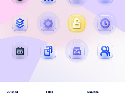 Glassmorphic Icon Set design gradient icon icons ui