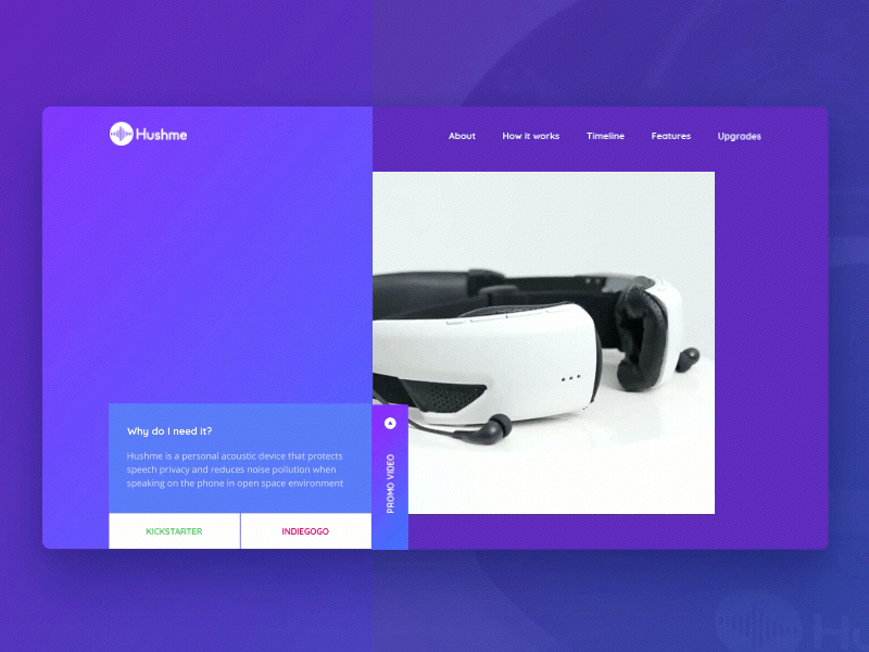 Hushme | concept for devchallenge animation gif herro banner motion principle ui ux