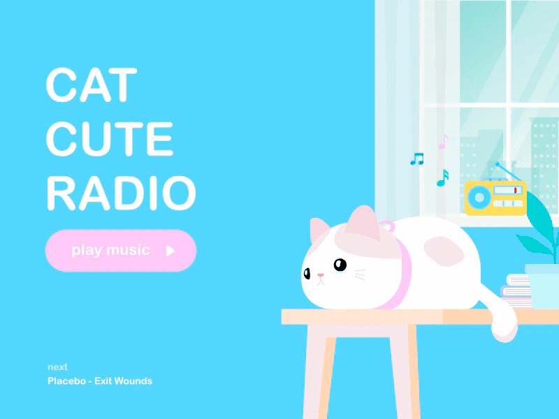 Cat Cute Radio animation gif herro motion pastel principle radio ui ux