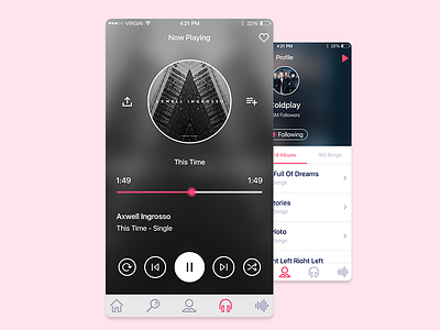 Muzat IOS Music Application audio design ios listen mobile music player pause play play list seek streaming uiux