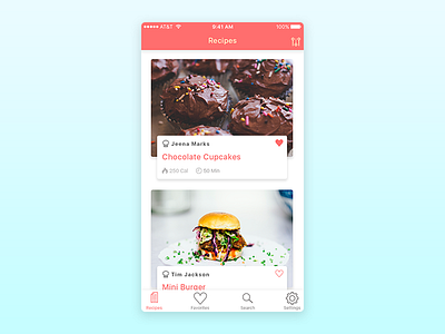 Recipes Application for IOS burger cheff cooking cupcake dish food ios meal recipes tasty ui ux