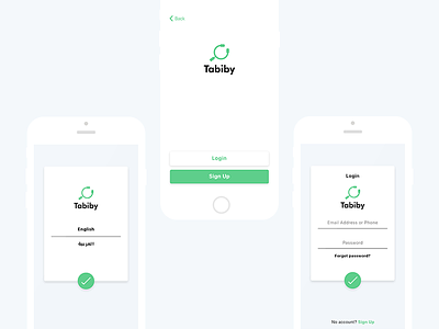 Tabiby: Login Screens app clean clinic design doctor hospital language login mobile search signin signup