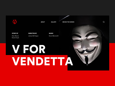 V For Vendetta Movie Website Teaser black dystopia landing page movie red teaser ui ux design vendetta web