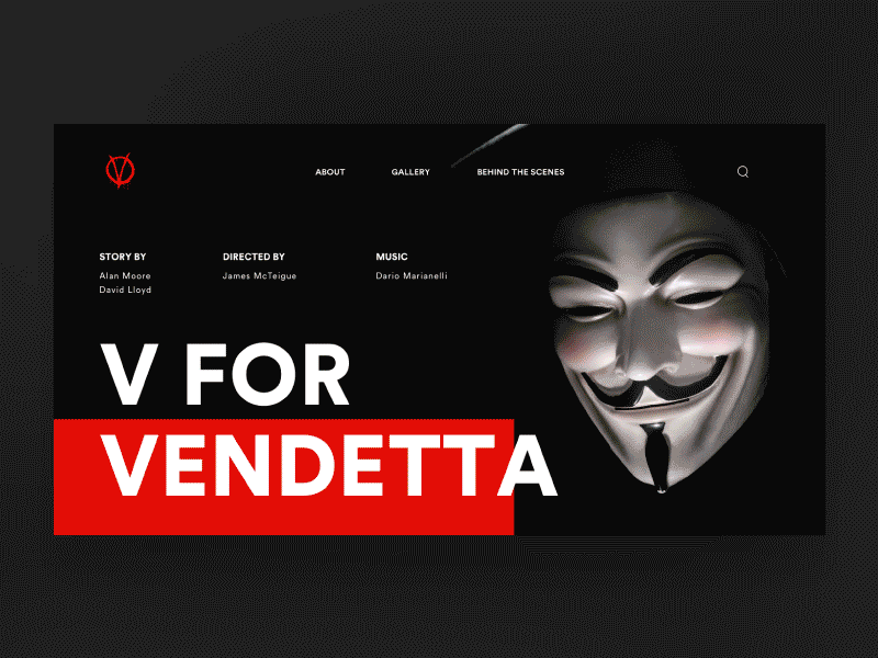 Vendetta Web Concept Animated animated design desktop dystopia gif daily homepage landing movie ui ux vendetta web