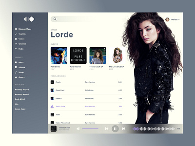 Daily UI - #009 : Music Player 009 albums artist daily ui lorde music player ui ux web