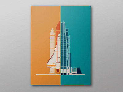 Trek up the Tower illustration design first national bank first national bank illustration poster race shuttle spaceship tower vector