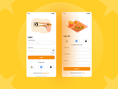 Food App UI login and sign up