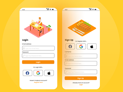 Food App Login Screen design ui