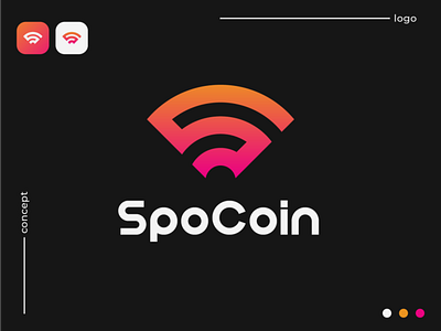 SpoCoin Logo Design app crypto crypto currency design gradient logo graphic design icon logo logo design logo designer orange red web
